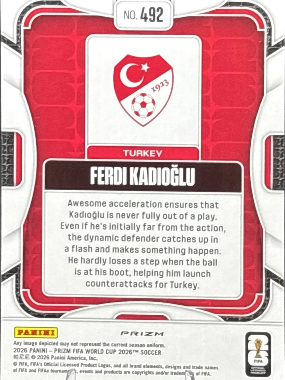 Panini Prizm Ferdi Kadioglu Soccer Card - Silver Prizm